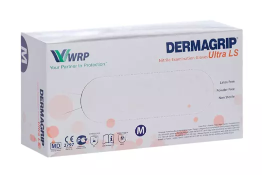 Перчатки Dermagrip Ultra LS смотр/нестерил/нитрил/неопуд M, 100 шт, пар