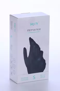 Перчатки SAF&TY н/стерил винил гладкие неопудр с внут полиуретановым покр S, 50 шт, пара черный
