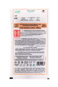 Перчатки SFM хирург/латекс/стерил/неопудр с валиком L (8.0), пара