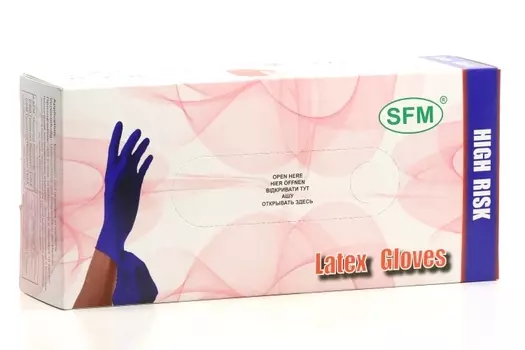 Перчатки SFM латекс/нестер/неопуд/текстур/хлор натурал M, 50 шт