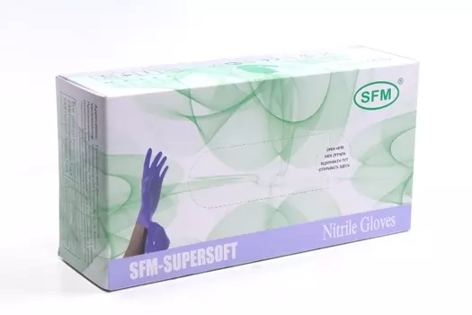 Перчатки SFM нитрил/нестер/неопудр/текст/хлорин однокр фиолет-голуб XS, 100 шт, пар