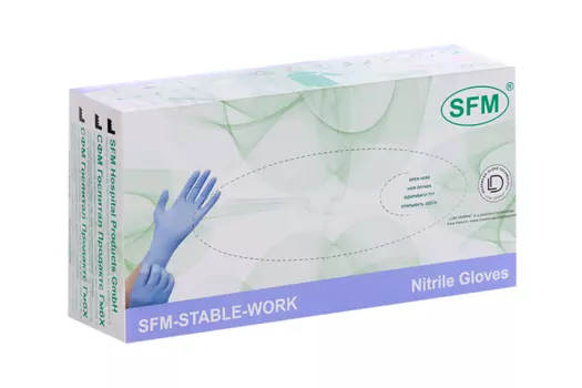 Перчатки SFM смотр/нитрил/нестерил/неопудр/текстур/однораз фиолет-голуб р L, 50 шт, пара