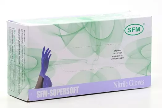 Перчатки SFM нитрил/нестер/неопудр/текст/хлорин однокр фиолет-голуб L, 100 шт, пар
