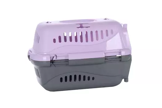 Переноска Турне д/животных с пластик дверцей/ремнем/ковриком фиолетовая 48х32х32 см