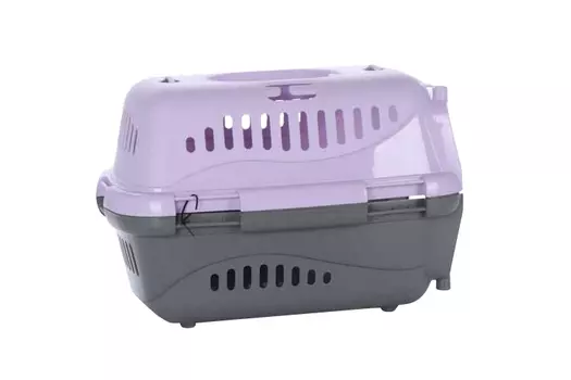 Переноска Турне д/животных с прозрач пластик дверцей фиолетовая 42х29,5х26 см