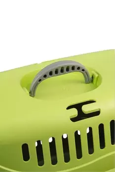 Переноска Турне д/животных с прозрач пластик дверцей/ремнем/ковриком зеленая