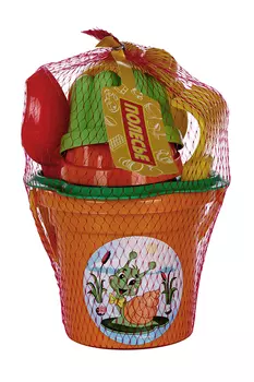 Песочный набор №26 ведро малое/ситечко-цветок/совок/грабельки/3 формочки для песка цвета МИКС