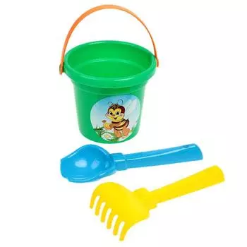 Песочный набор №29: ведро малое 0,53 л, совок, грабельки, цвета МИКС