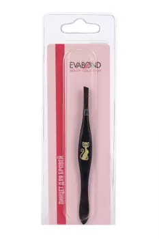 Пинцет EVABOND д/бровей cкошенный черный