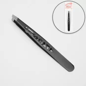 Пинцет Queen fair Формы скошенный 9,5 см цвет черный