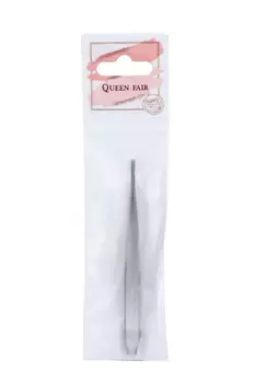 Пинцет Queen fair прямой узкий 8,5 см цвет серебристый