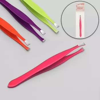 Пинцет Queen fair прямой узкий 9 см цвет МИКС