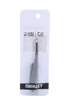 Пинцет Queen fair скошенный/изогнутый узкий 9 см серебристый