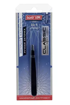 Пинцет Silver Star косой черный АТ 9934 CLASSIC