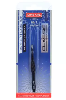 Пинцет Silver Star прямой черный АТ 9923 CLASSIC