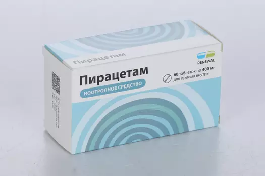 Пирацетам 400 мг, 60 шт, таблетки покрытые пленочной оболочкой