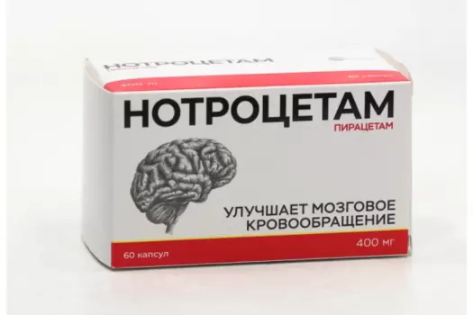 Пирацетам Нотроцетам 400 мг кор, 60 шт, капсулы