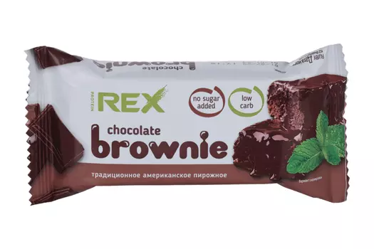 Пирожное ProteinRex Brownie протеин 12% б/сахара классич, 50 г