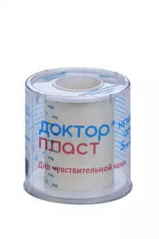 Пластырь Доктор Пласт 5х500 см, неткан осн пластик конт