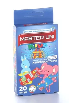 Пластырь Мастер Юни Кидс бактериц на полимерн основе с рисунк, 20 шт
