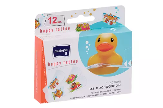 Пластырь Matopat Happy Tatto, 12 шт