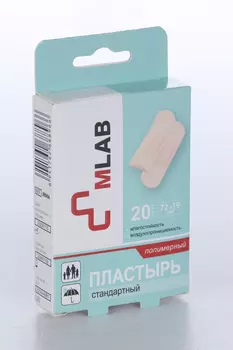 Пластырь MLAB Стандартный бактер полимер, 20 шт