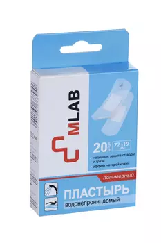 Пластырь MLAB водонепрониц бактер полимер, 20 шт