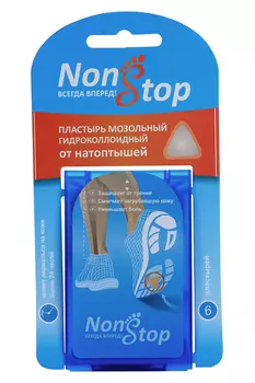Пластырь НонСтоп от натоптыш/сухих мозолей гидроколоидн 4х4.2 см, 6 шт, пласт футляр