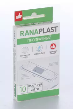 Пластырь Ранапласт Прозрачный 2х7 см, 10 шт