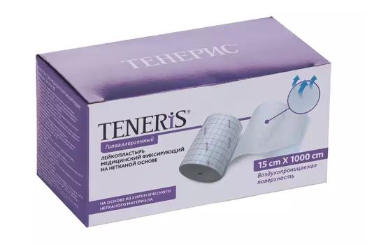 Пластырь Тенерис 10х15 см на неткан основе катушка