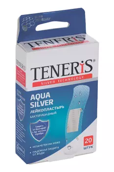 Пластырь Тенерис Аква Сильвер водонепрониц бактерицидн на полимер основе, 20 шт