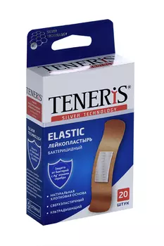 Пластырь Тенерис Эластик бактериц с ионами серебра на тканев основе, 20 шт