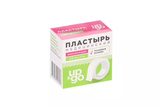 Пластырь UP&GO медицинский фиксирующий тканый 2,5см х500см