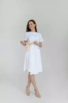 Платье DOCLIKE медицинское DL 326 белый/пудровый р 44