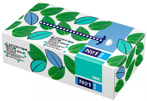 Платочки bella №1 универсальные двухслойные с запахом мяты, 100 шт