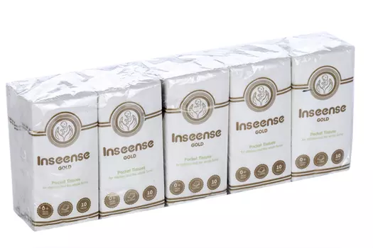 Платочки Inseense бумажные без аромата 3 слоя №10, 10 шт