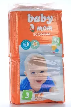 Подгузники Baby mom econom Midi (4-9кг), 44 шт