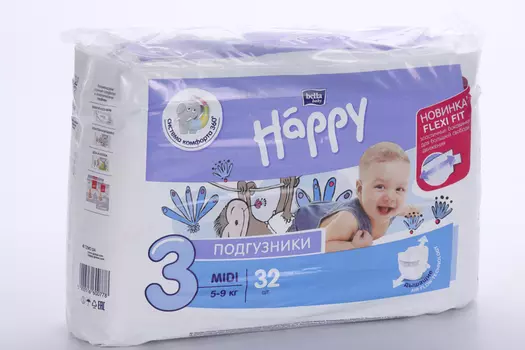 Подгузники Бэлла Хеппи миди (5-9 кг), 32 шт