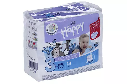 Подгузники Бэлла Хеппи миди (5-9 кг), 13 шт