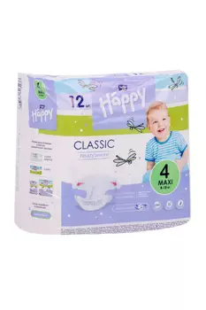 Подгузники Bella baby Happy classic Maxi с эластич боковинками (8-18кг), 12 шт