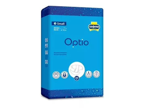 Подгузники д/взрослых Оптио S, 30 шт, + подарок салфетки Оптио х80