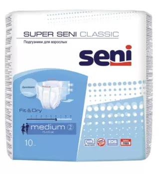 Подгузники д/взрослых Сени супер M, 10 шт, (2459)