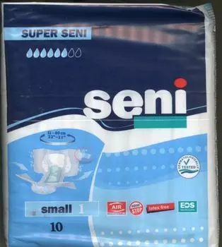Подгузники д/взрослых Сени супер S, 10 шт, (2458)