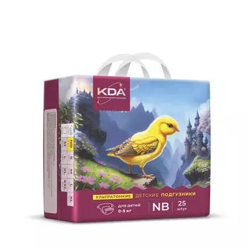 Подгузники детские КДА Кидс ультратонкие NB (0-5 кг), 25 шт