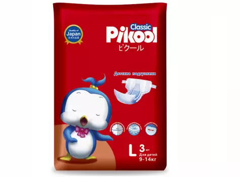 Подгузники детские Пикул Классик L (9-14кг), 3 шт