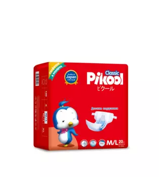 Подгузники детские Пикул Классик M/L (8-16кг), 20 шт, + подарок салфетки Пикул Классик х10