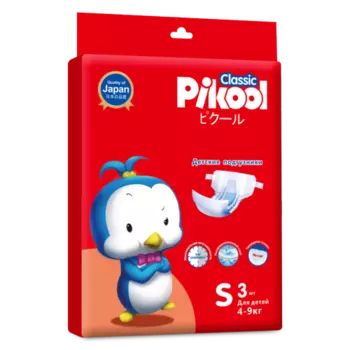 Подгузники детские Пикул Классик S (4-9кг), 3 шт