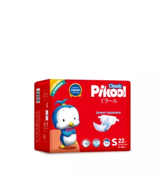Подгузники детские Пикул Классик S (4-9кг), 22 шт, + подарок салфетки Пикул Классик х10