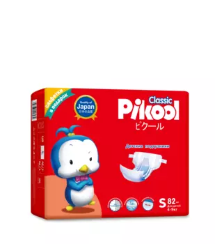 Подгузники детские Пикул Классик S (4-9кг), 82 шт, + подарок салфетки Пикул Классик х80