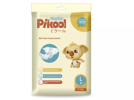 Подгузники детские Пикул Комфорт L (9-14кг), 3 шт